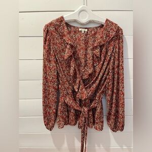 Max Studio Floral Wrap Blouse – Size 2X